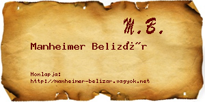 Manheimer Belizár névjegykártya
